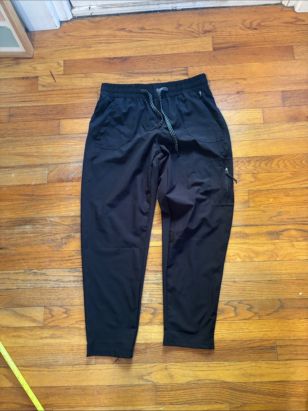 Avalanche Black Tech Jogger Track Pants with Striped Drawcord 30x27